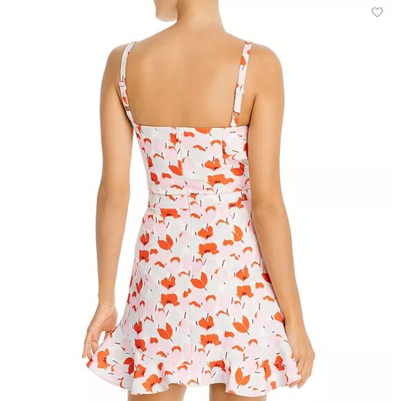 BLACK HALO Zalda Floral Tulip Mini Dress Womans 8 flounce hem - Picture 2 of 11